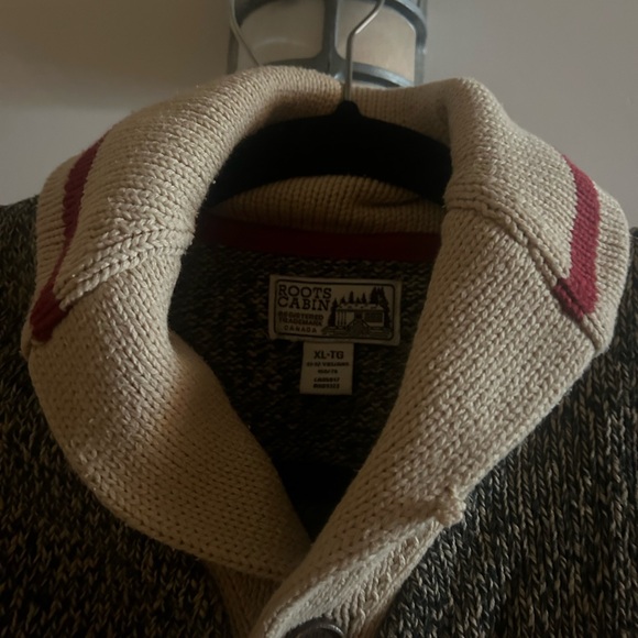 Grey Sweater with Red and White Trim - Boys XL / fits Small woman - Picture 2 of 3